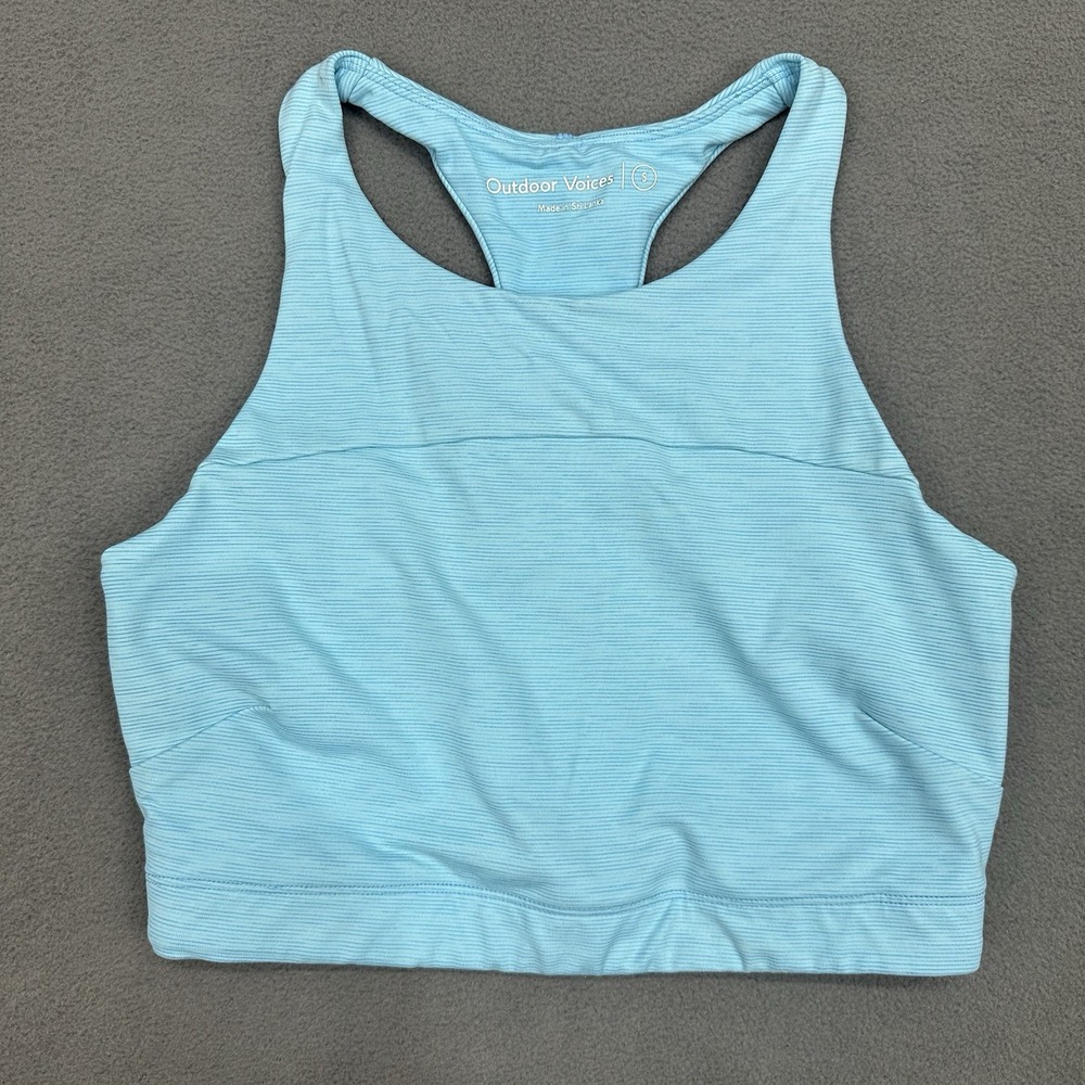 Outdoor‎ Voices TechSweat Racerback Bra Tank Top Women's Size Small Blue Crop